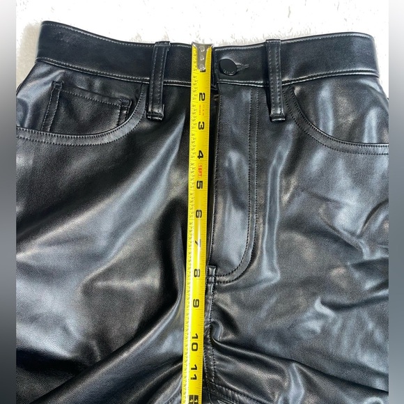 Abercrombie & Fitch Vegan Leather Ultra High Rise Ankle Straight Pant Black 25 - Picture 7 of 8